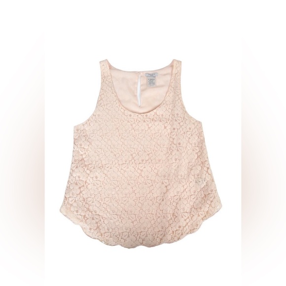Aritzia Talula Light Peach Eyelet Tank  Top Boho Floral Sleeveless Top Medium - Picture 3 of 7